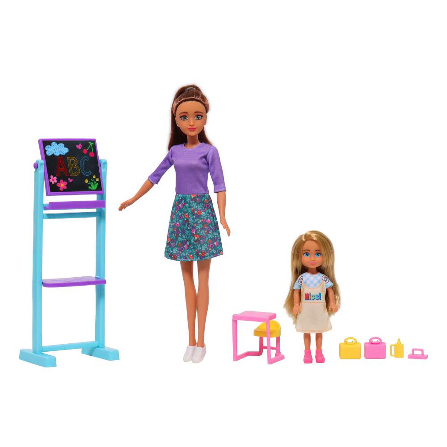 Mu&ntilde;eca Fashion 31 Cm Maestra Con Mu&ntilde;eca Beb&eacute; Y Set Happyline image number 2.0