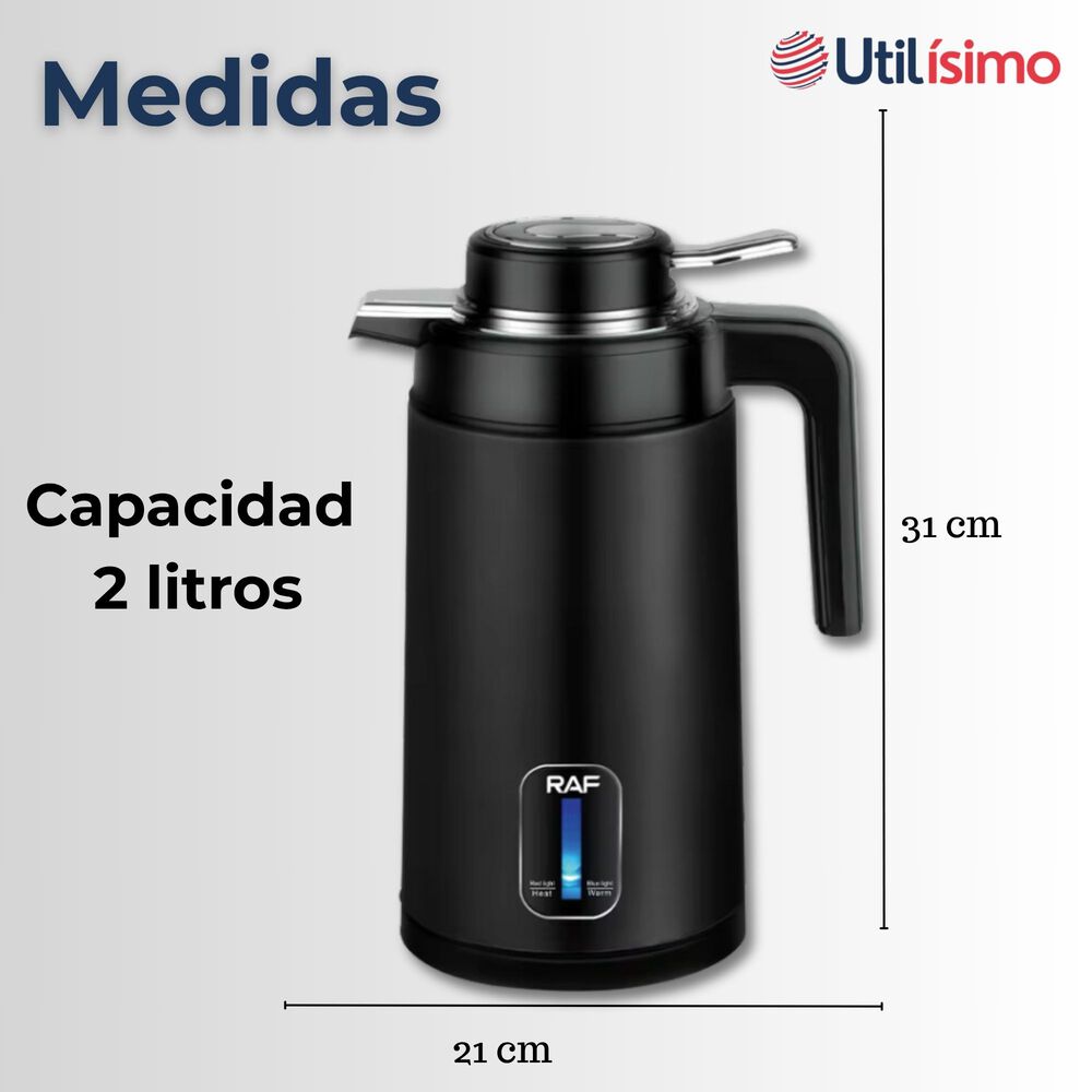 Termo Hervidor Eléctrico Acero Inoxidable 2.0 Litros Negro image number 2.0