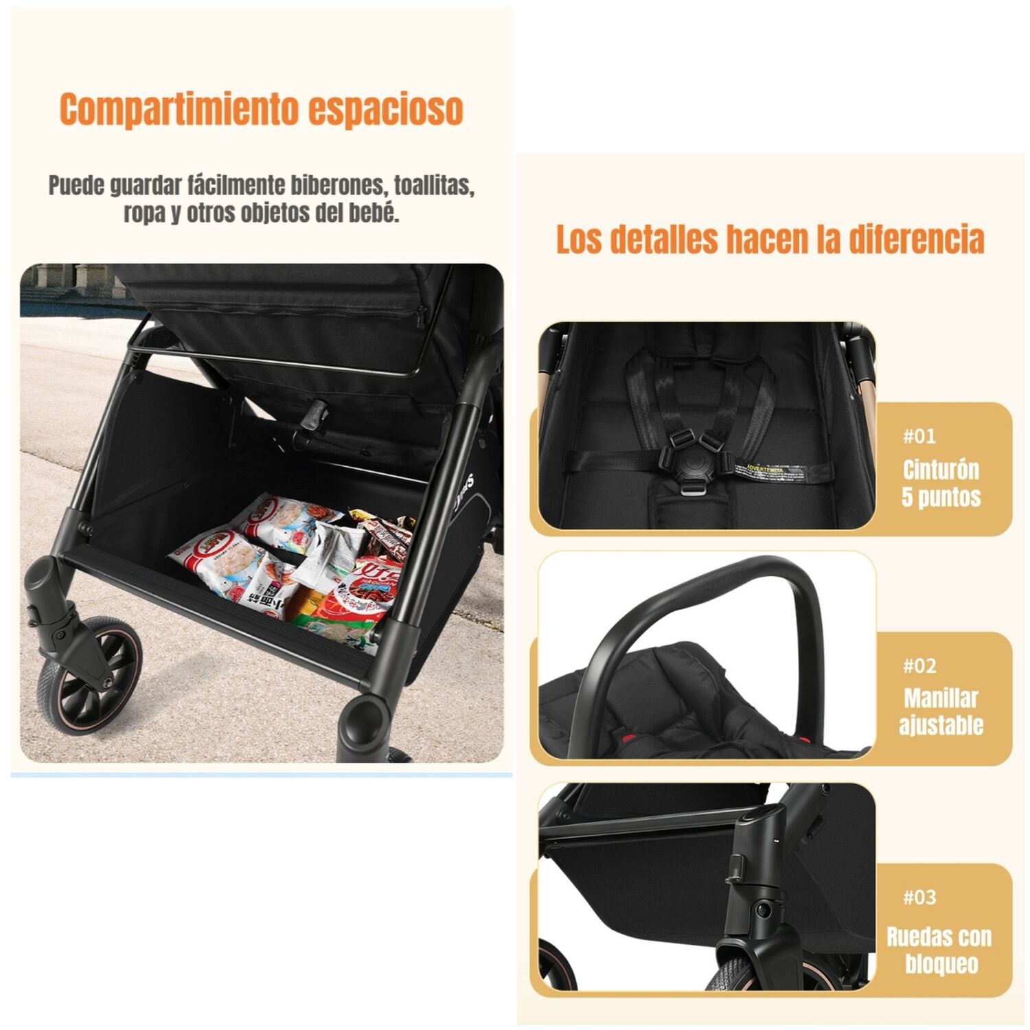 Coche Travel System 0-4 A&ntilde;os Aluminio Alvin Negro Lubabycas image number 14.0