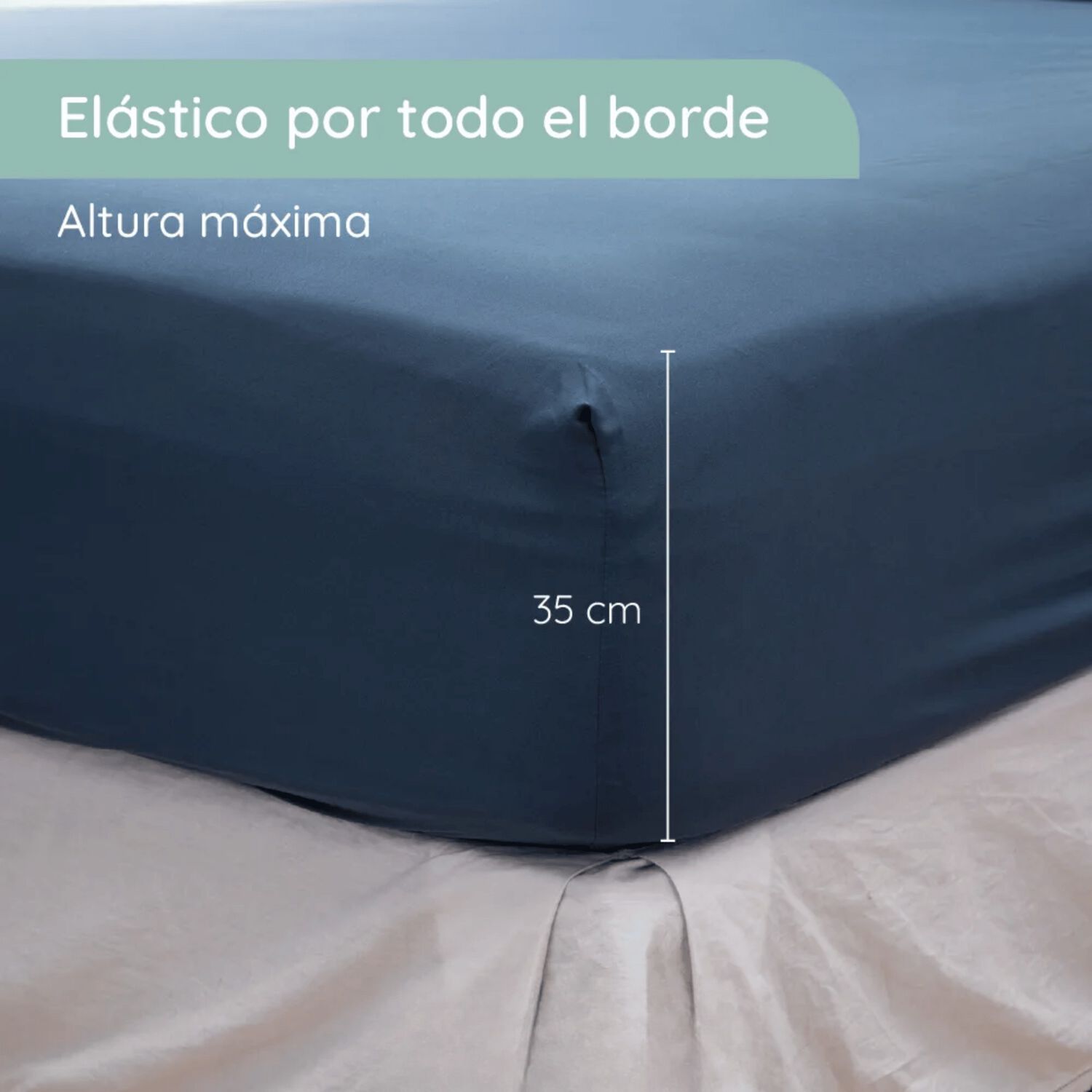 Sabanas 2 Plazas Microfibra 300 Hilos Azul Marino image number 4.0