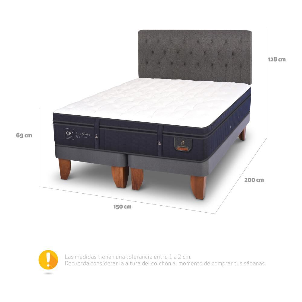 Cama Europea Cic Super Premium / 2 Plazas / Base Dividida + Respaldo image number 4.0