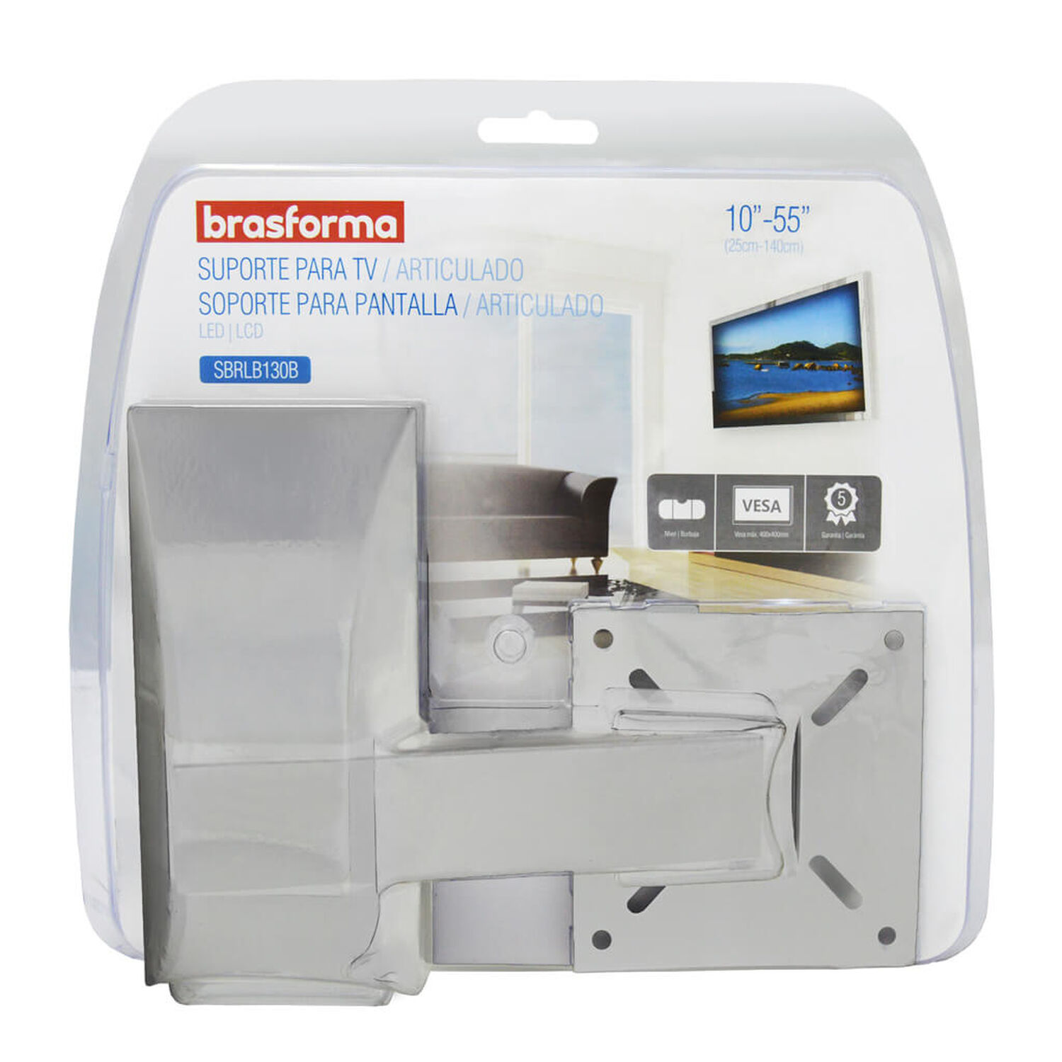 Soporte De Tv Para Cocina Con Brazo De 19cm 10" A 55" Inclinable Sbrlb130b Brasforma image number 2.0