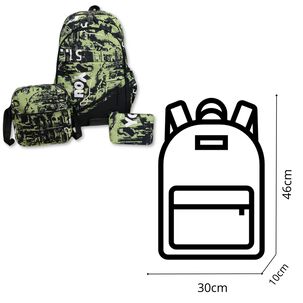 Pack Mochila Lonchera Estuche Grande 46cm Juvenil Y Escolar Light Green