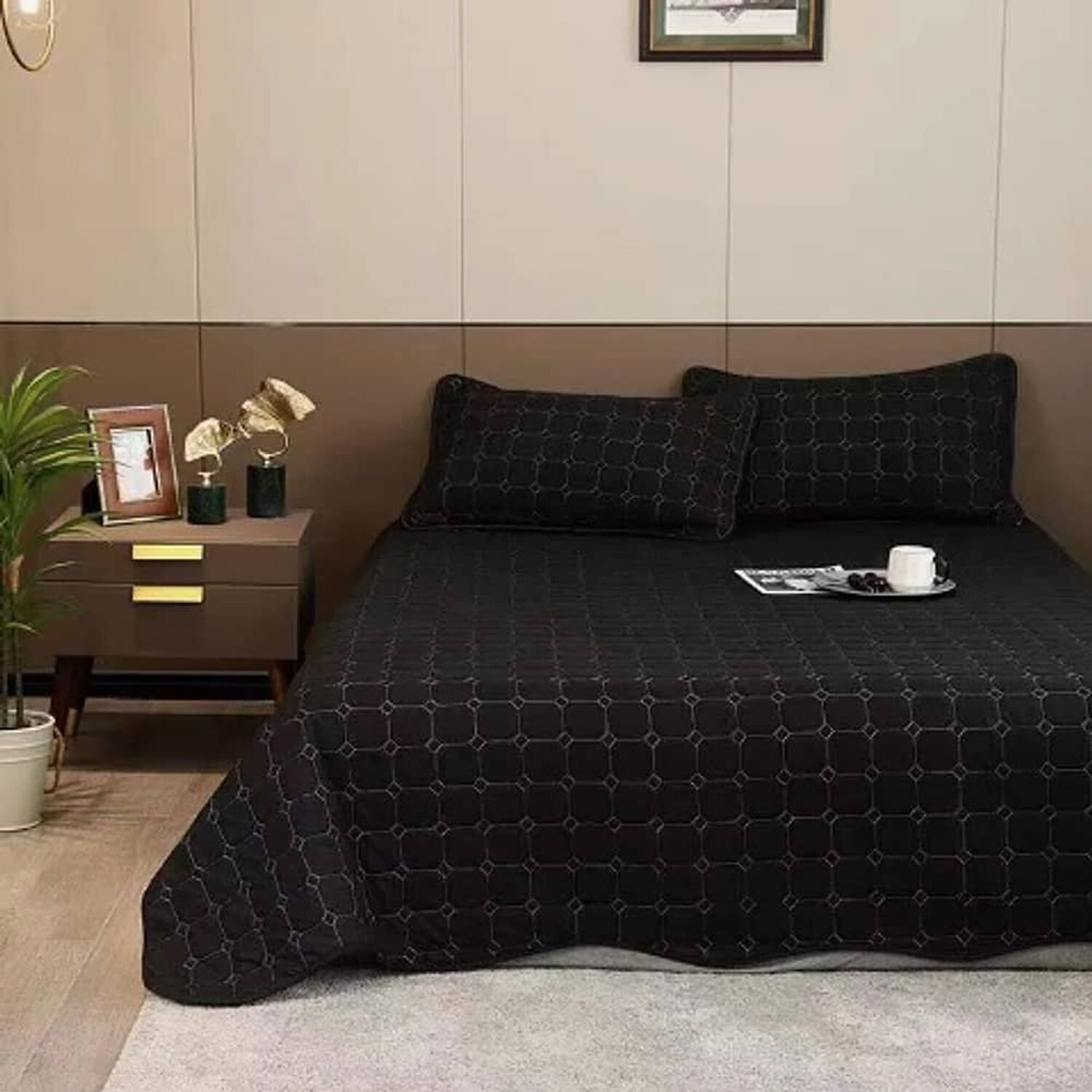 Cubrecama Quilt Cobertor King. Blanco Y Negro image number 1.0