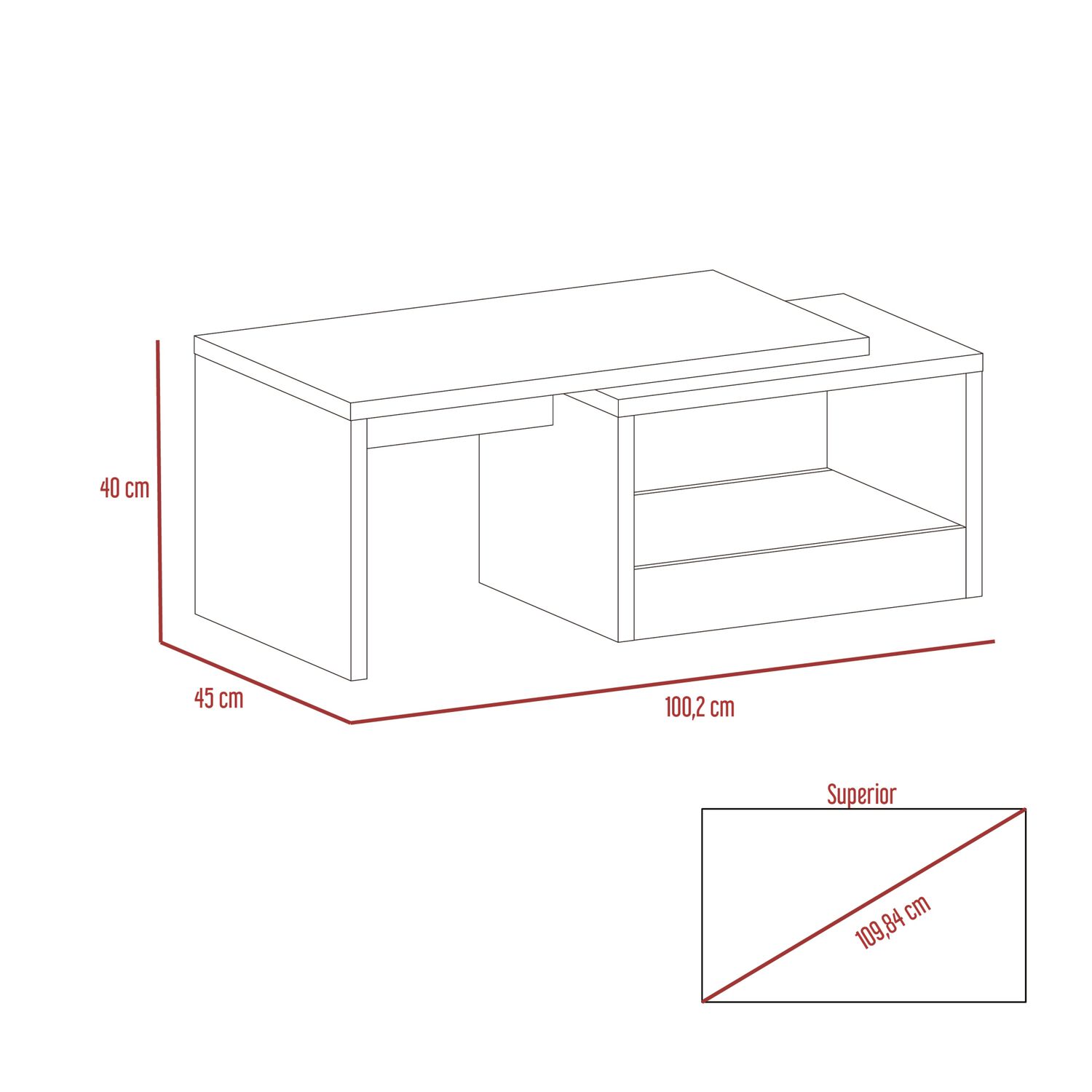 Mesa De Centro 45x100,2x45 Cm Fm-026n - Negro image number 6.0