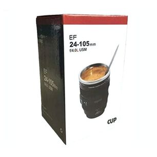 Vaso Cafe Camara Negro 14cm Con Tapa Dise&ntilde;o Moderno