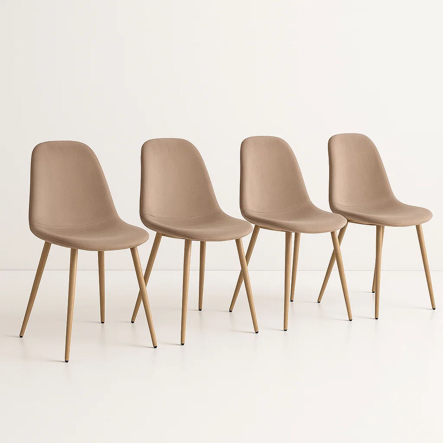 Pack De 4 Sillas Spoon Terciopelo - Beige image number 0.0