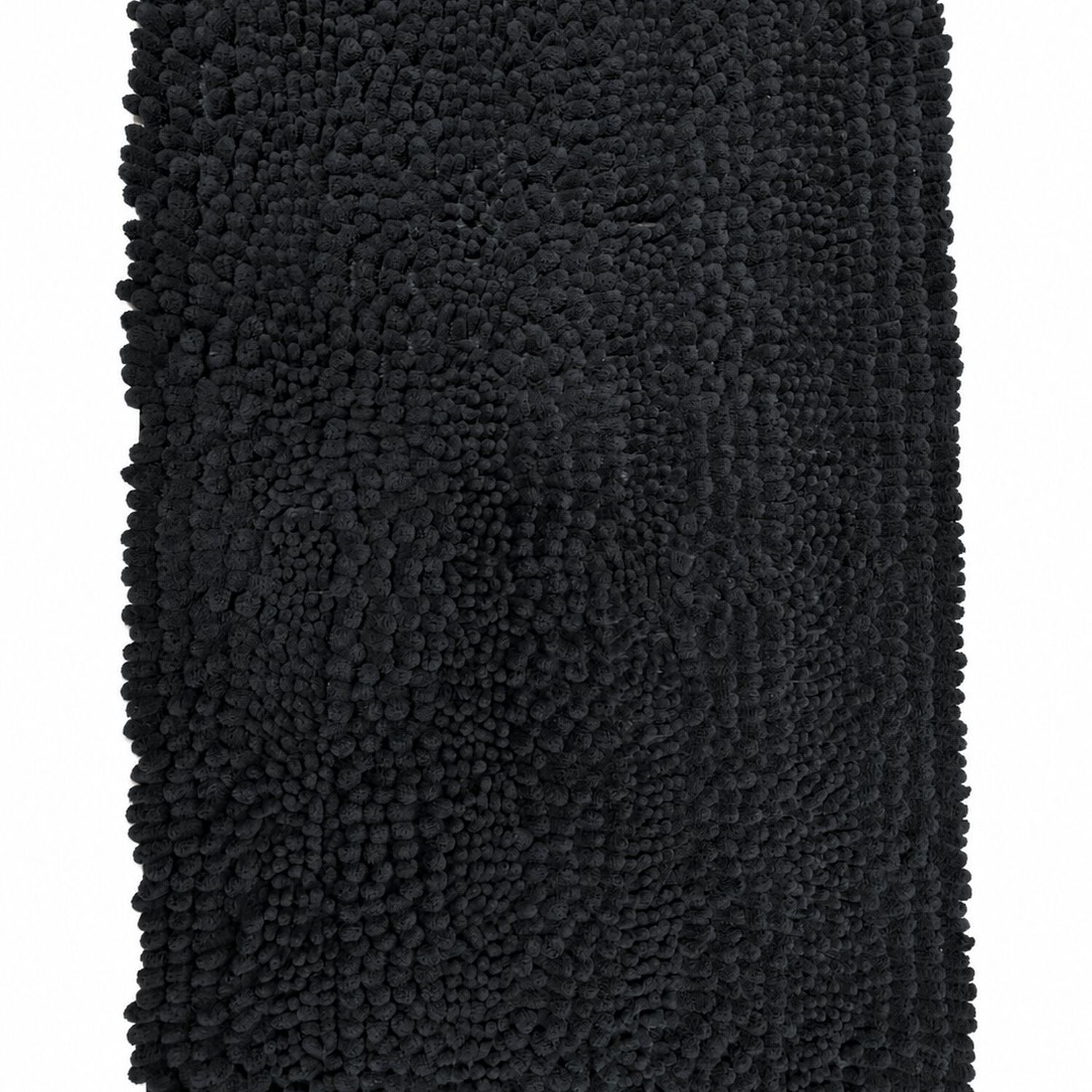 Alfombra De Ba&ntilde;o Negra De Chenille 45 70 Cm Absorbente Y Antideslizante image number 2.0