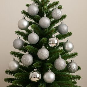 16 Esferas Bambalina Adorno Navideño Plateado 6cm Decoracion 16 Esferas Bambalina Adorno Navideño Plateado 6cm Decoracion