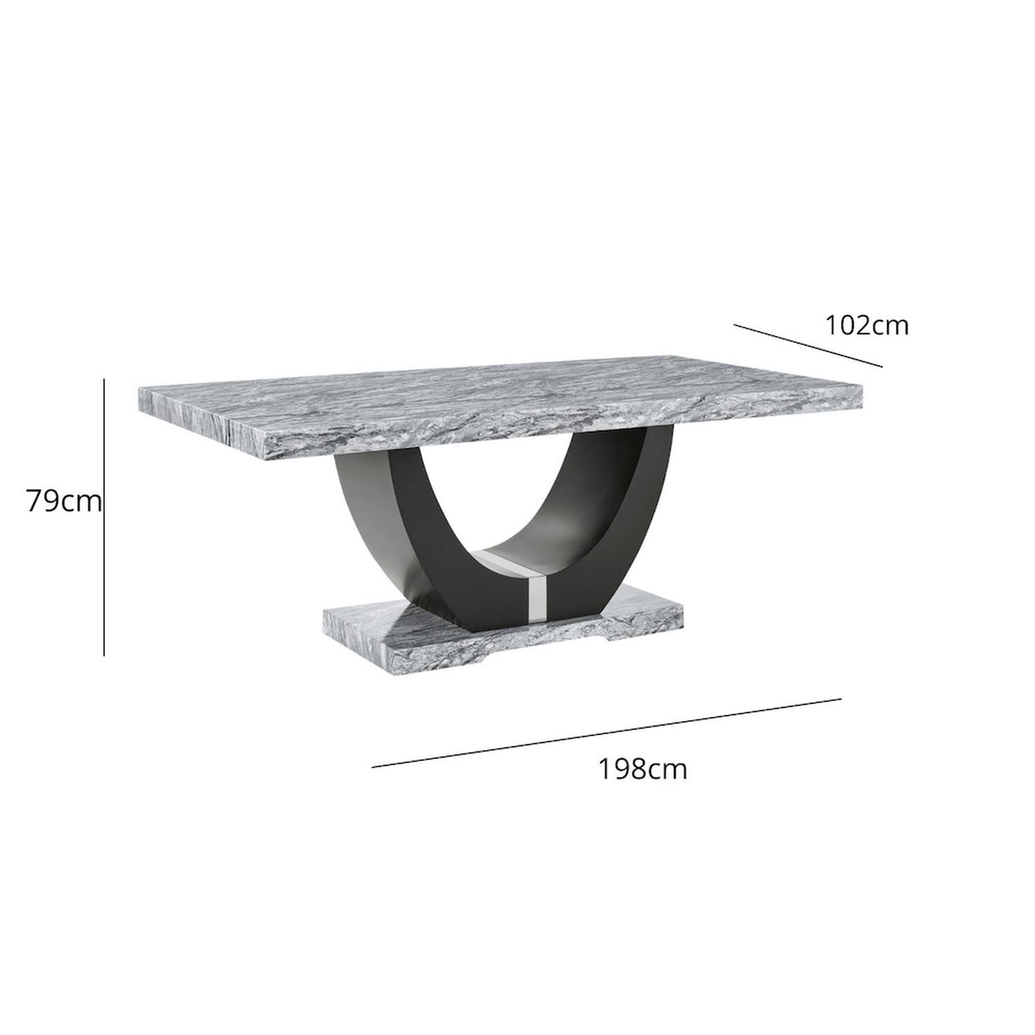 Mesa De Comedor Moderna Moon M&aacute;rmol Gris image number 2.0