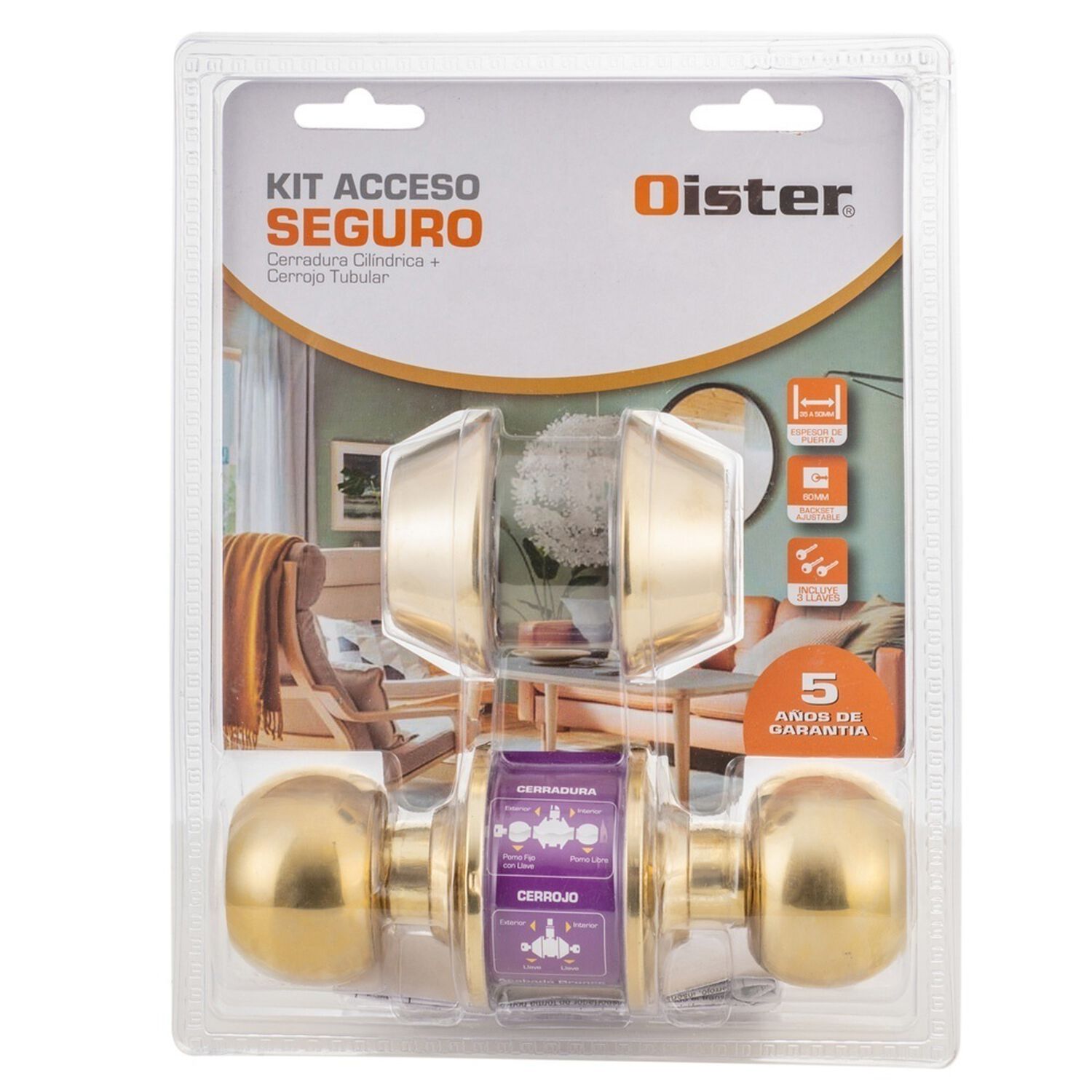 Kit Oister Igualado :cerradura Cil&iacute;ndrica Acceso + Cerrojo Llave-llave image number 8.0