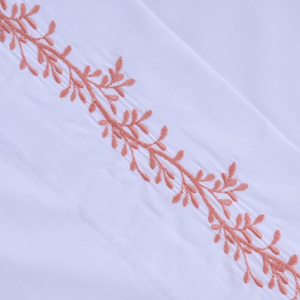 Sabana 180 Hilos Bordadas 2 Plazas Ramas Rosado image number 1.0