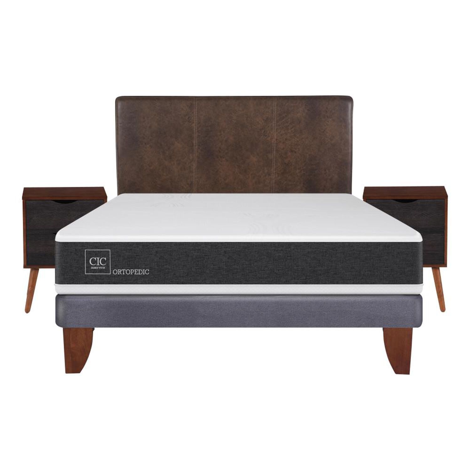 Cama Europea Cic Ortopedic / 2 Plazas / Base Normal  + Set De Maderas image number 0.0