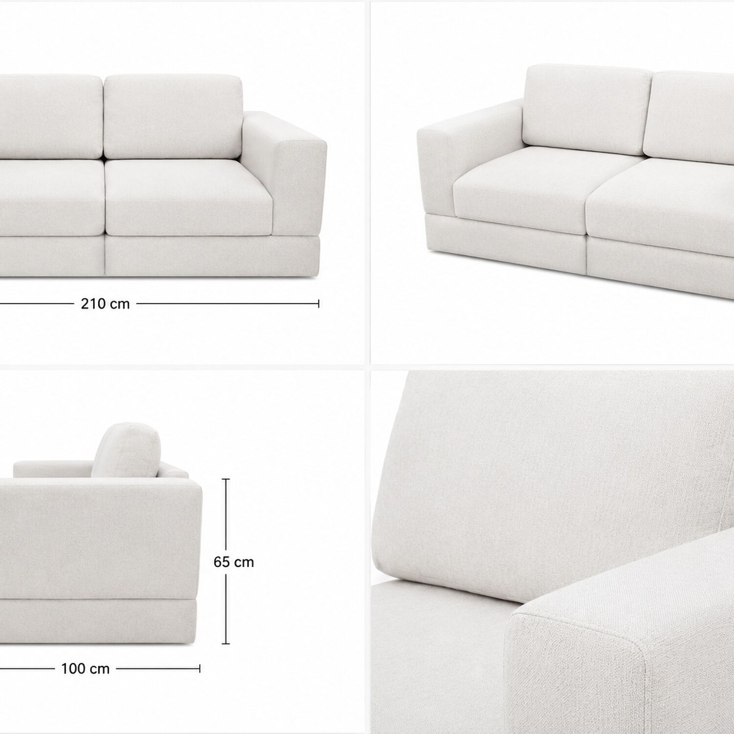 Sof&aacute; Modular 2 Cuerpos En Tela Comprimida 210x100x65cm image number 2.0