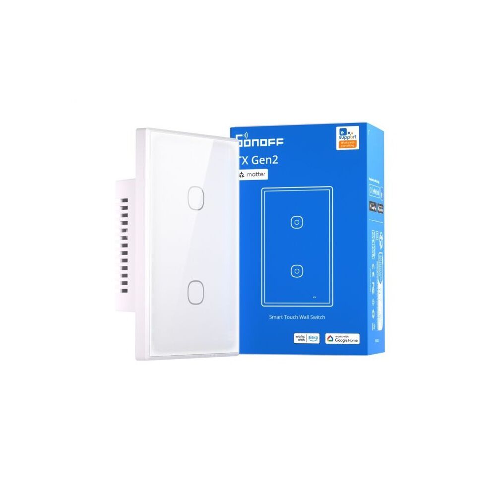 Interruptor Wifi Touch Sonoff Txgen2 De 2 Canales Con Matter image number 1.0