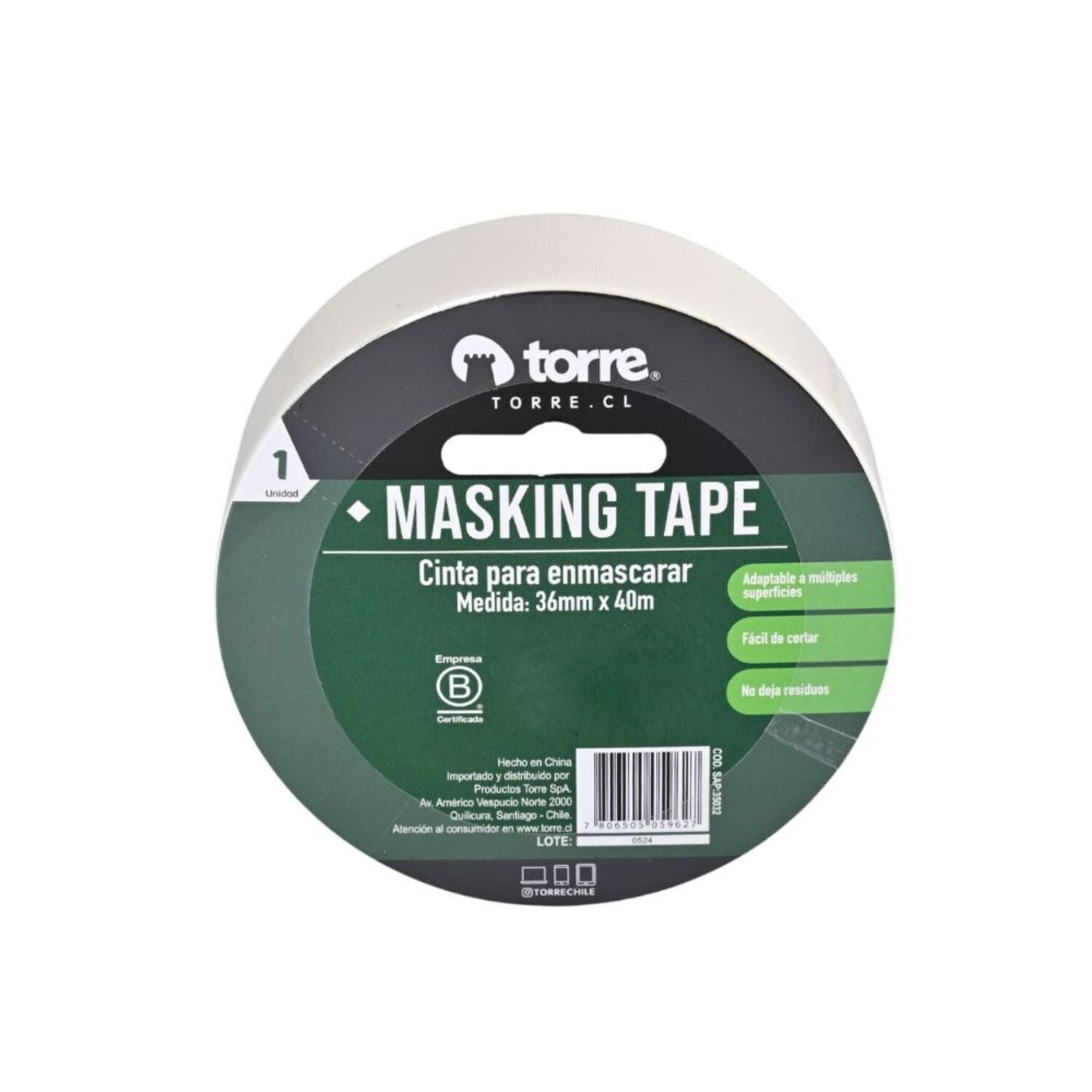 Pack X 4 Cinta Masking Tape Crema 36mm. X 40m. Torre image number 0.0