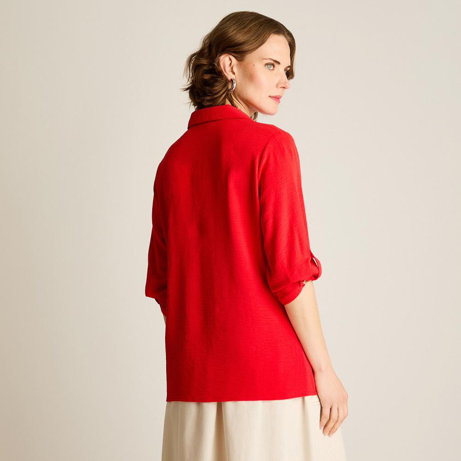 Blusa Manga 3/4 Cuello Camisero Mujer Lorenzo Di Pontti image number 2.0