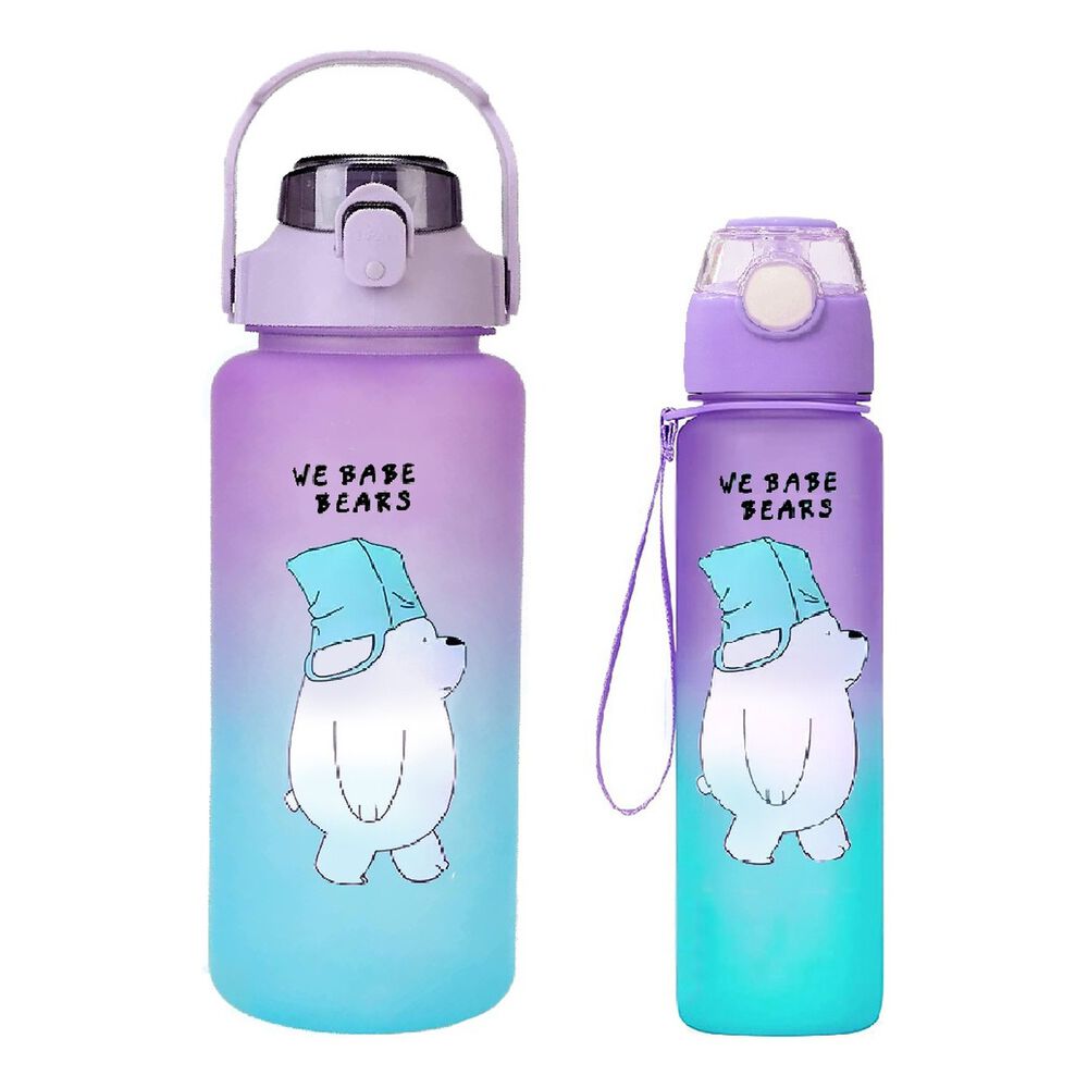 Pack 2 Botellas Agua Motivacionales 2l 900ml Morado Turquesa image number 0.0