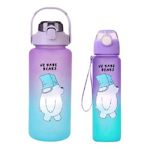 Pack 2 Botellas Agua Motivacionales 2l 900ml Morado Turquesa