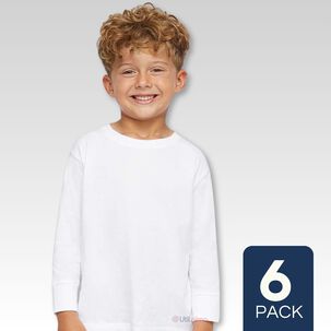 Pack 6 Camisetas Poleras Polar Manga Larga Primera Capa Blanco
