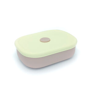Plato Silicona Con Tapa Rosa