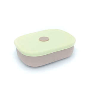 Plato Silicona Con Tapa Rosa