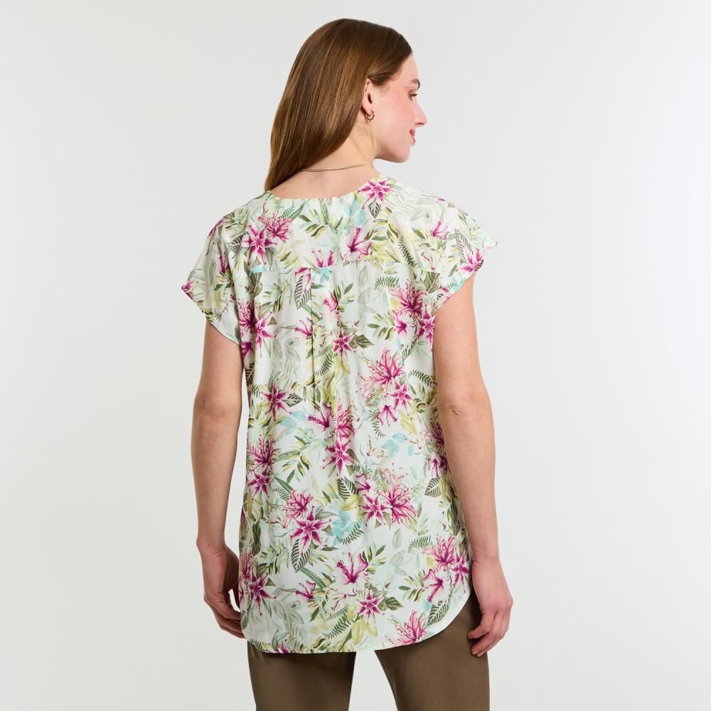 Blusa Manga Corta Cuello V Mujer Lesage image number 3.0
