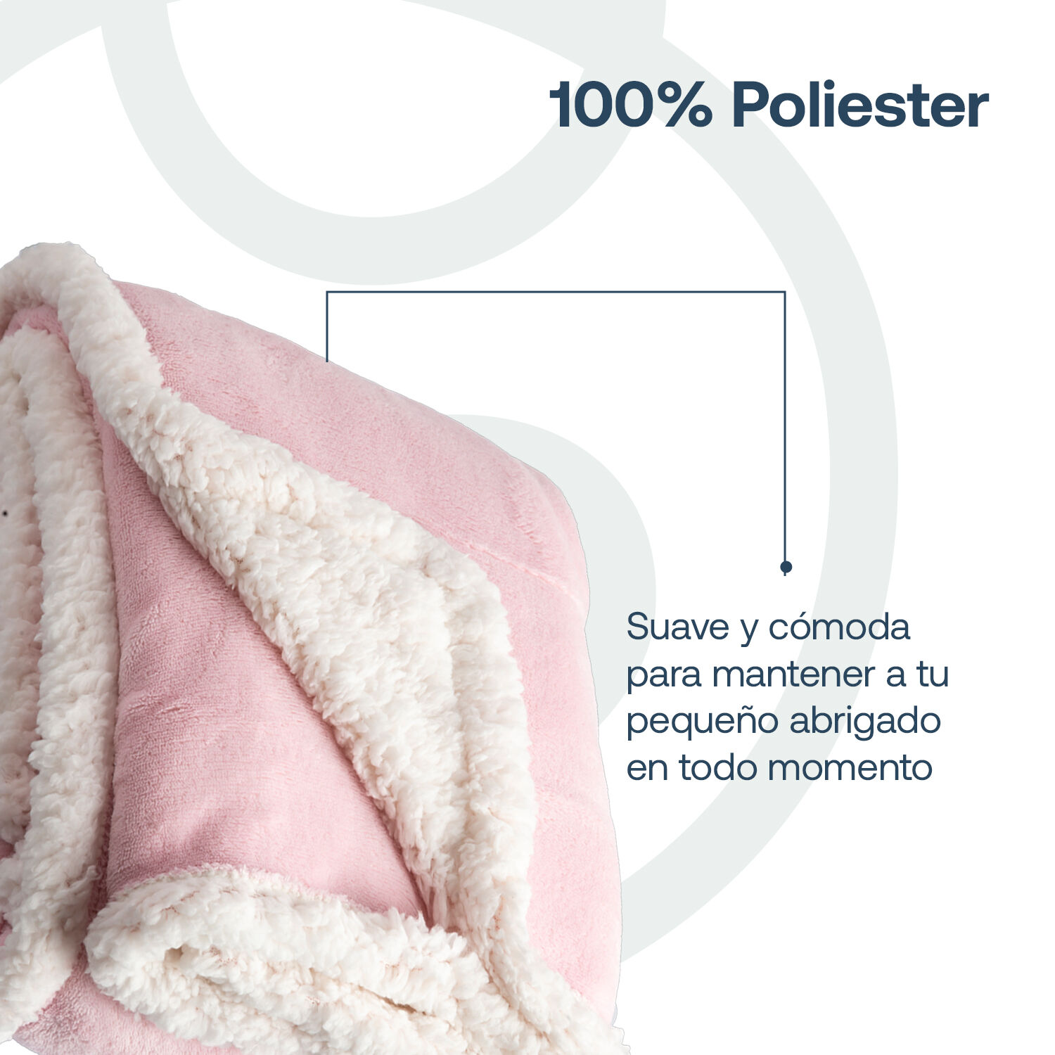 Manta Sherpa Bebe Hipoalerg&eacute;nica 91*127 Cm Rosa Bebesit image number 3.0