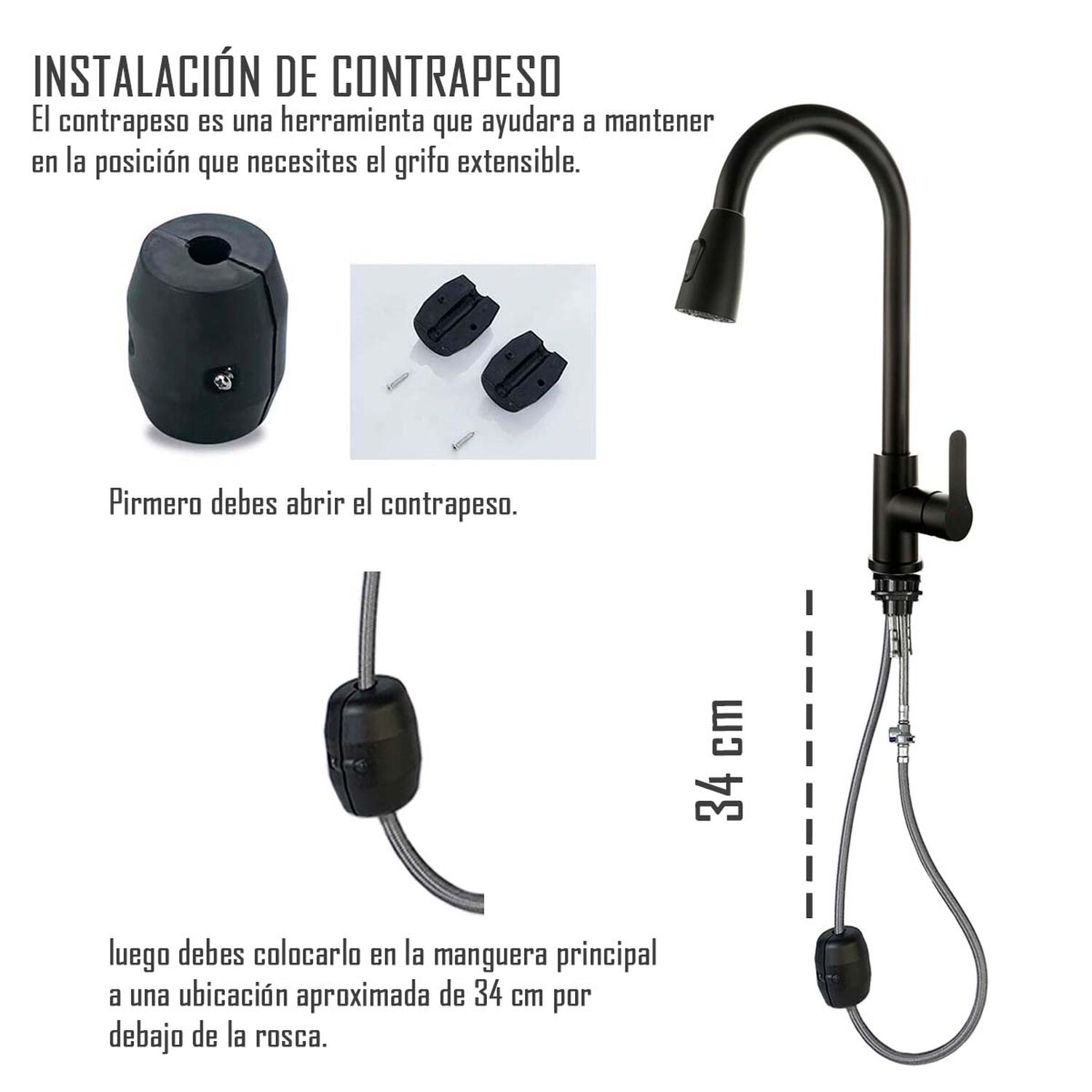 Llave Grifer&iacute;a Lavaplatos Monomando Cuello Extra&iacute;ble Negro Tap02 image number 1.0