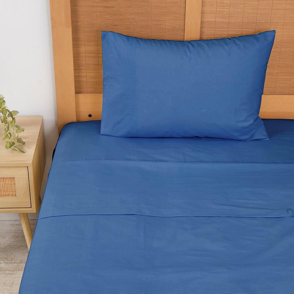 Sabana 144 Hilos Lisas 1.5 Plazas Azul image number 0.0
