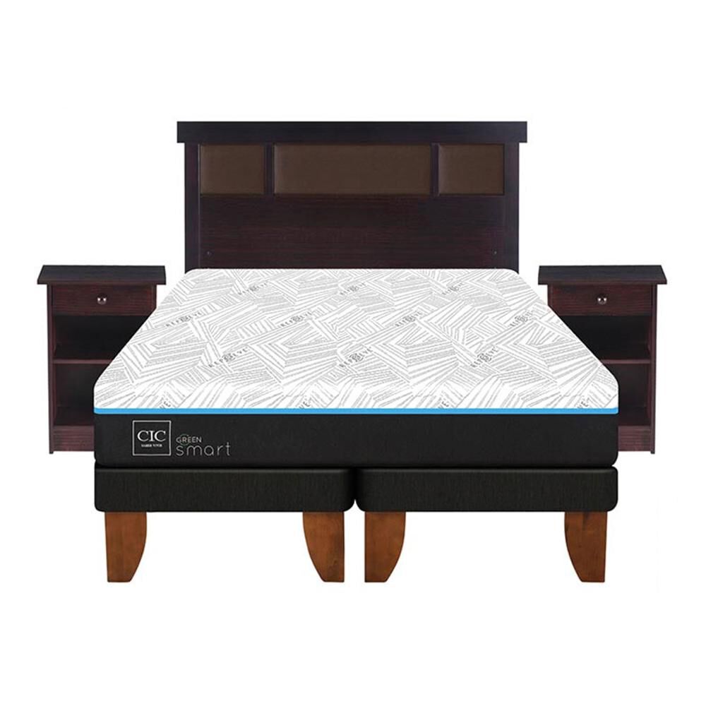 Cama Europea Cic Green Infinity / 2 Plazas / Base Dividida + Set De Maderas image number 0.0