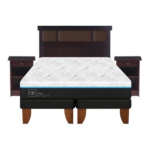Cama Europea Cic Green Infinity / 2 Plazas / Base Dividida + Set De Maderas