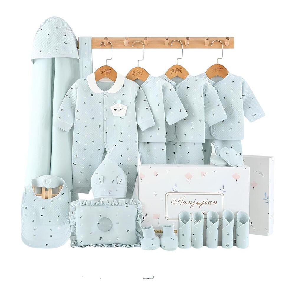 Pack Ajuar Beb&eacute; Ropa Algod&oacute;n 24 Piezas Celeste Lubabycas image number 0.0