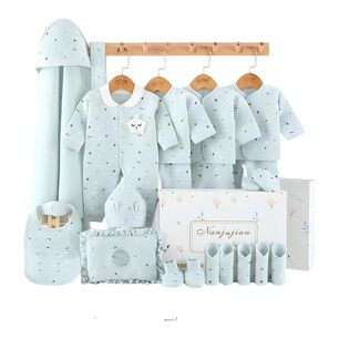 Pack Ajuar Beb&eacute; Ropa Algod&oacute;n 24 Piezas Celeste Lubabycas