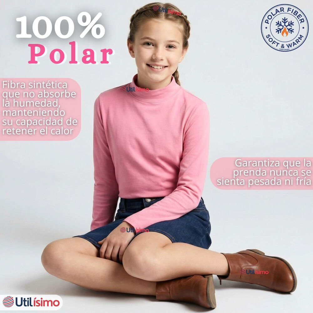 Polera Camiseta Polar Primera Capa Cuello Beatle Manga Larga Colores Surtido Ni&ntilde;a image number 3.0