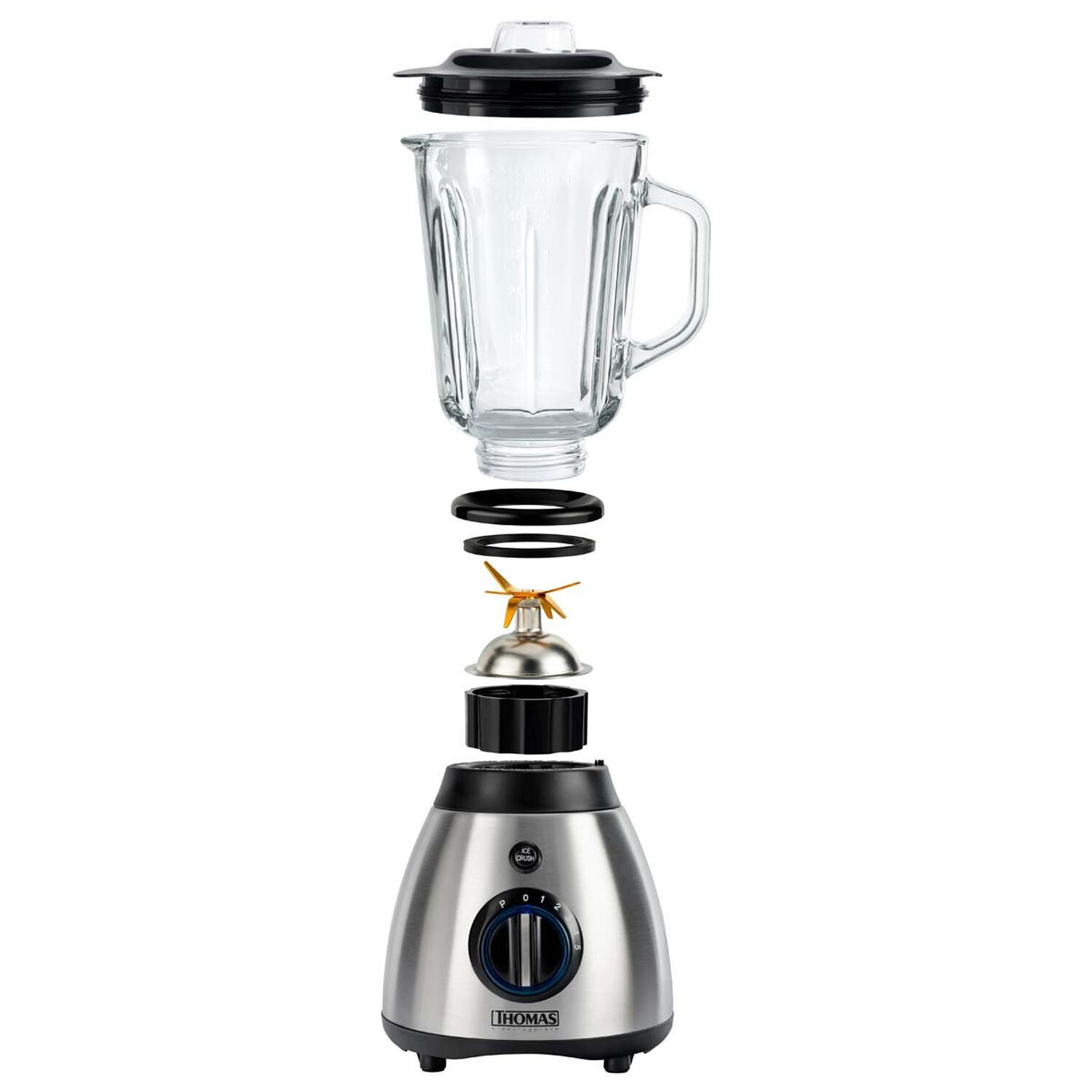 Licuadora Juguera Thomas 800w Jarro De Vidrio 1,5 Litros 5 Velocidades Pica Hielo Gris image number 6.0