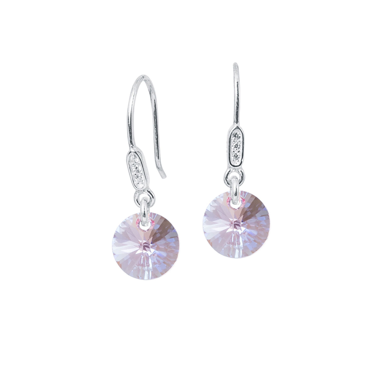 Aros Punto De Luz Circon Plata 925 Y Cristales Genuinos Rose Shimmer image number 0.0