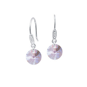 Aros Punto De Luz Circon Plata 925 Y Cristales Genuinos Rose Shimmer