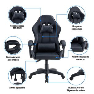 Silla Gamer Tokio Negra - Ergon&oacute;mica Con Cojines Y Reclinable Para Un Confort &Oacute;ptimo