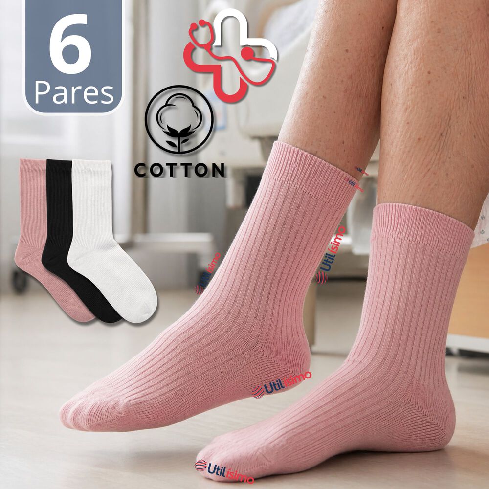 Pack 6 Pares Calcetines Diab&eacute;ticos Mujer Algod&oacute;n Suave Colores Surtidos Protecci&oacute;n image number 0.0