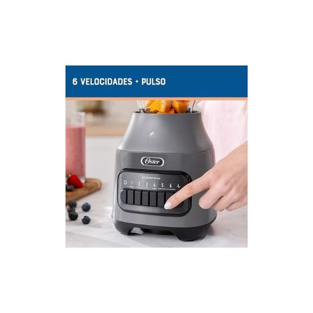 Licuadora Oster Vaso Vidrio 6 Velocidades + Pulso Blstpeggpb Color Gris image number 4.0