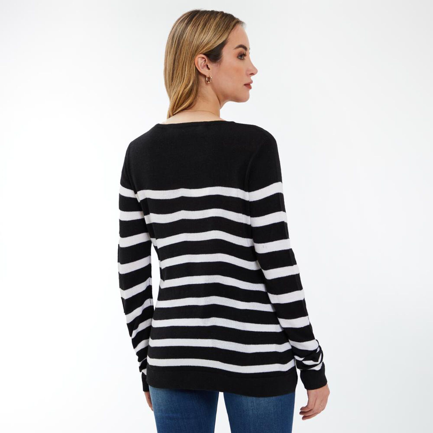 Sweater Listado Cuello Redondo Regular Mujer Geeps image number 3.0