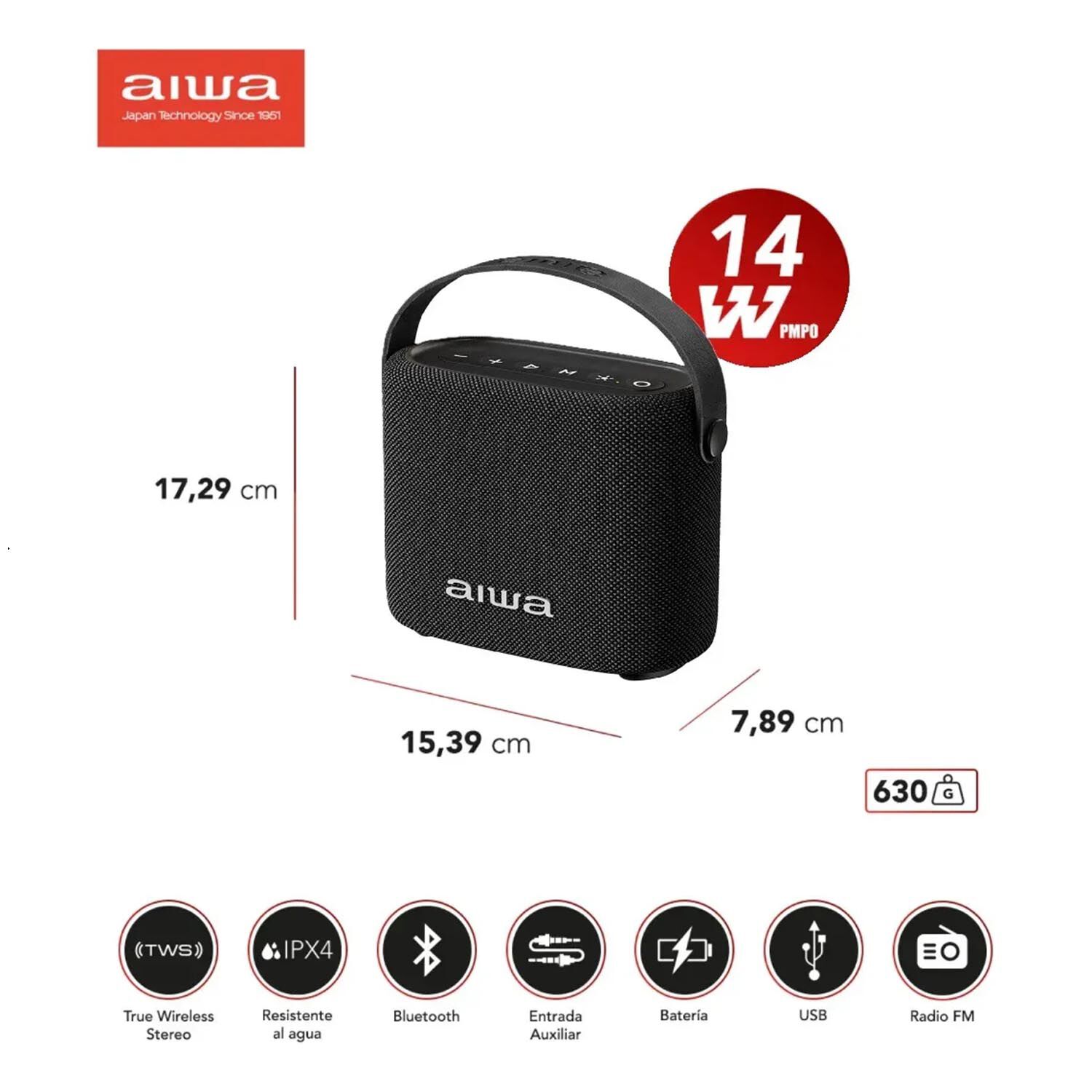 Parlante Inal&aacute;mbrico Bluetooth Port&aacute;til Aiwa 7w Con Luz Aws-s70btb image number 1.0