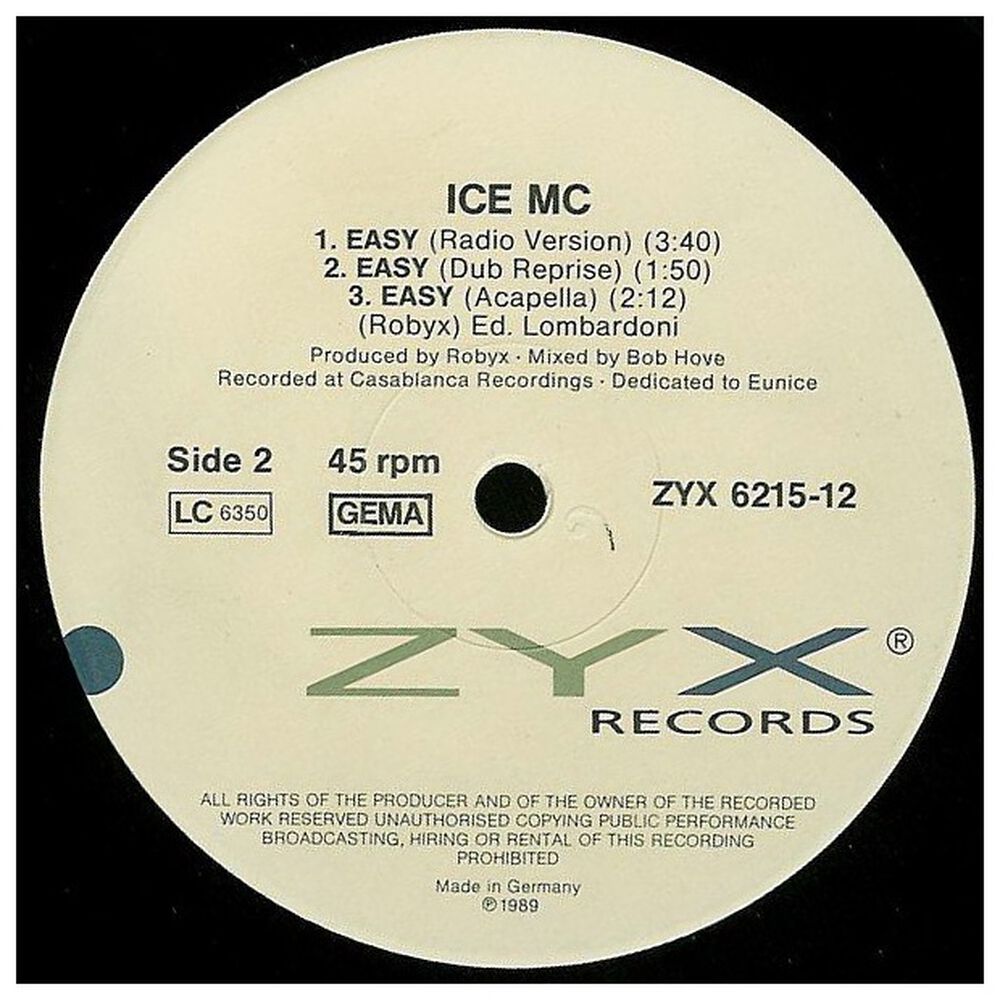 Ice Mc - Easy | 12" Maxi Single Vinilo Usado image number 3.0