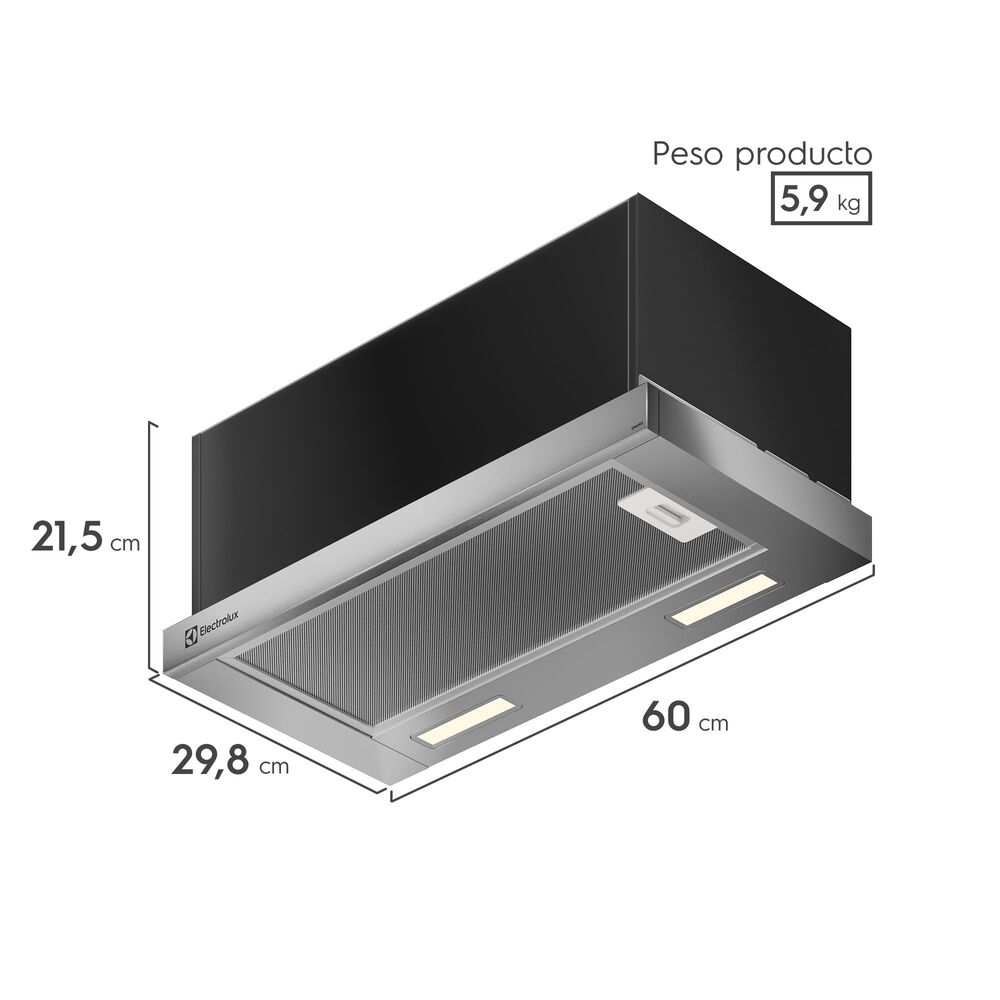 Campana Cocina extractora retr&aacute;ctil 60cm Luz Led De6rs Inox image number 2.0