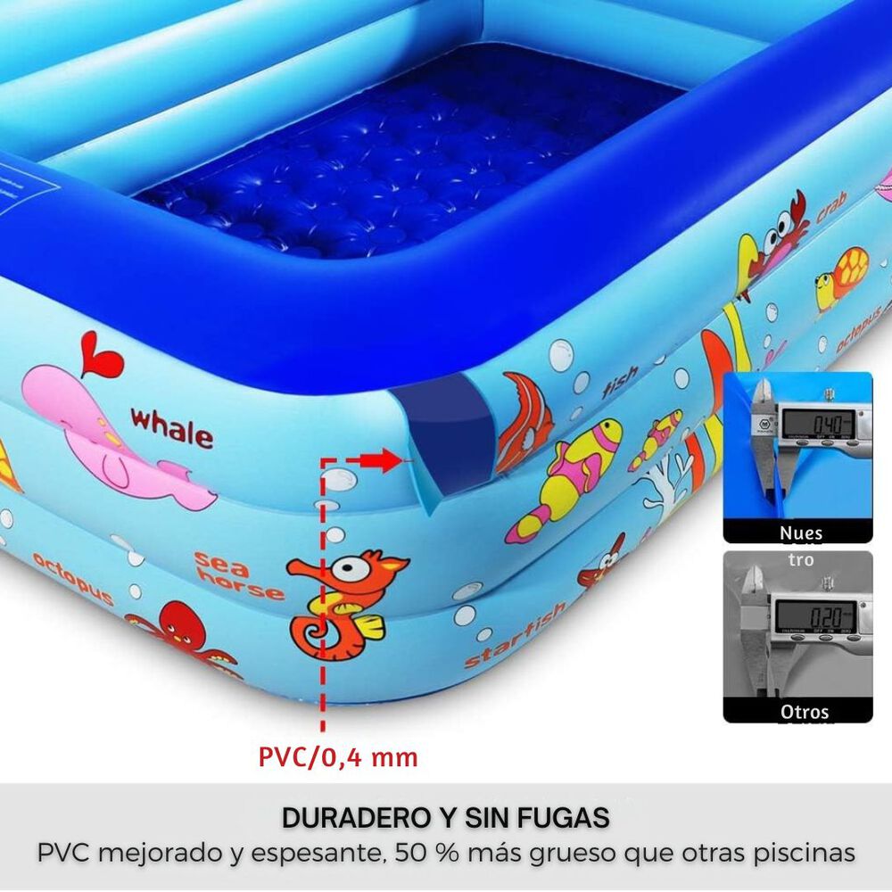 Piscina Inflable Plástico Para Niños Rectangular 120cm image number 5.0