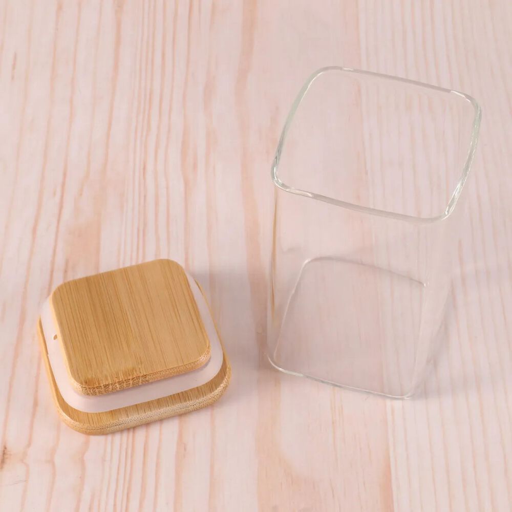 Frasco Hermetico Recipiente 600ml Vidrio Cuadrado 12cm Bamb&uacute; image number 3.0