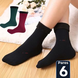Pack 6 Pares Calcetines Polar Térmico Con Interior Afelpado Mujer Surtido
