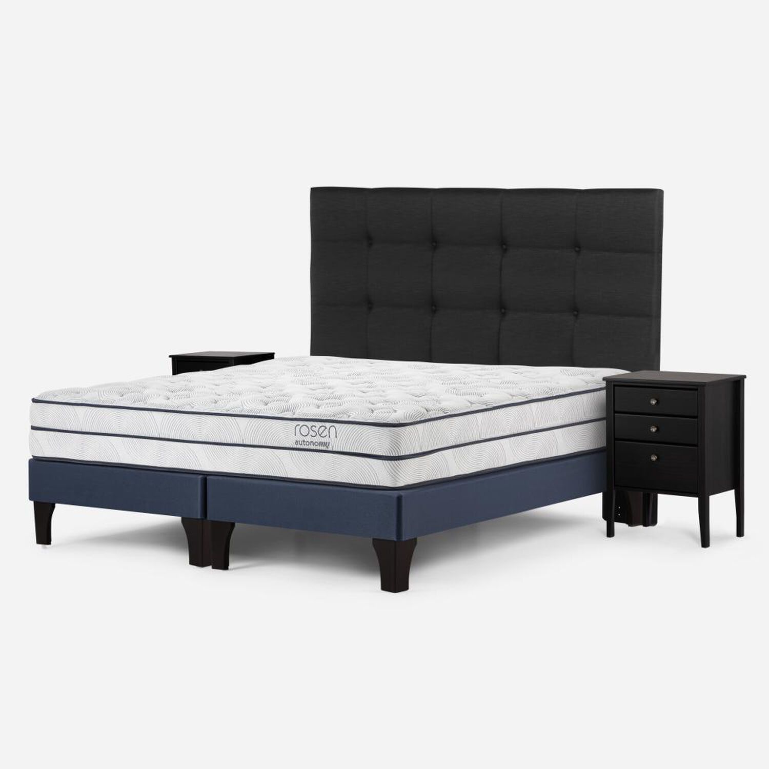 Cama Europea Rosen Autonomy Sky / 2 Plazas / Base Dividida + Set De Maderas Issey Grafito image number 1.0