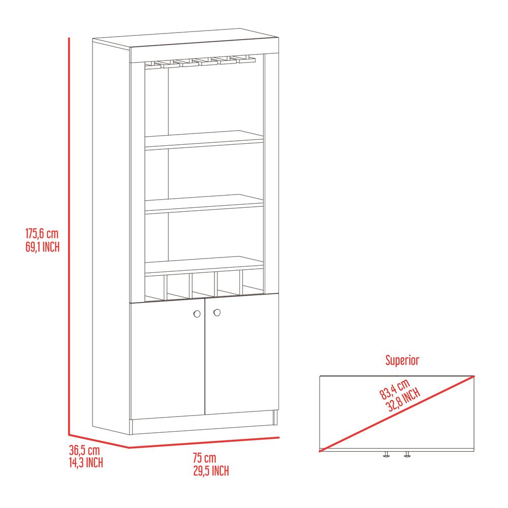 Bar Alto 5 Botelleros Y Portacopas Fm-003c - Cafe Oscuro Y Negro image number 6.0